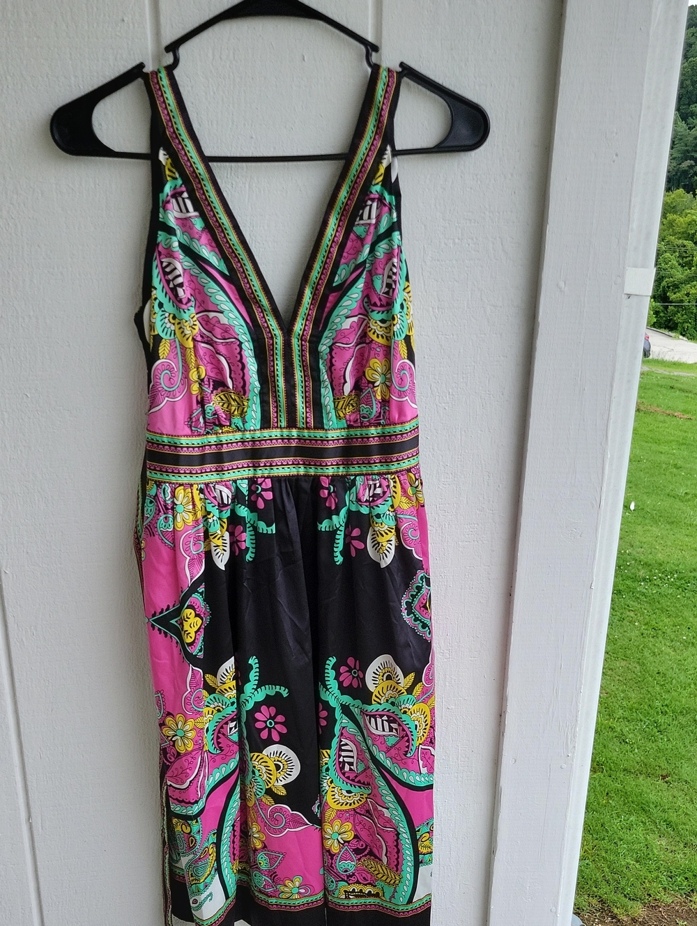 Ice Pink & Black Paisley Print Dress Sleeveless Lightweight